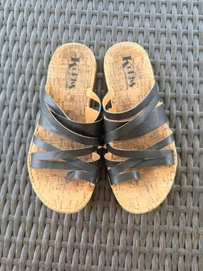 Kork-Ease Black Multi-Strap Cork Slide Sandals
